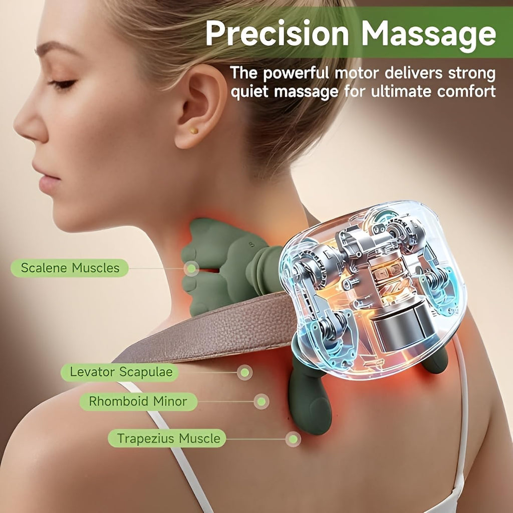Neck Back & Leg Heat Massager, Deep Tissue Shiatsu 4D Kneading for Pain Relief